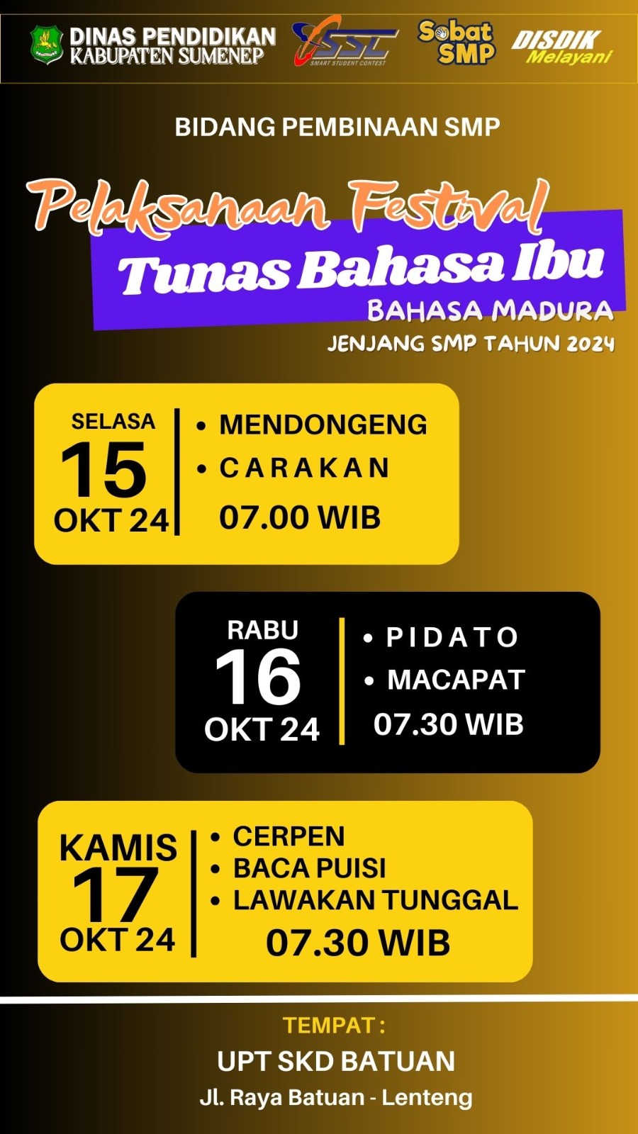 SMPN 3 SUMENEP MENJUARAI FESTIVAL TUNAS BAHASA IBU TAHUN 2024 SMPN 3 SUMENEP MENJUARAI FESTIVAL TUNAS BAHASA IBU TAHUN 2024